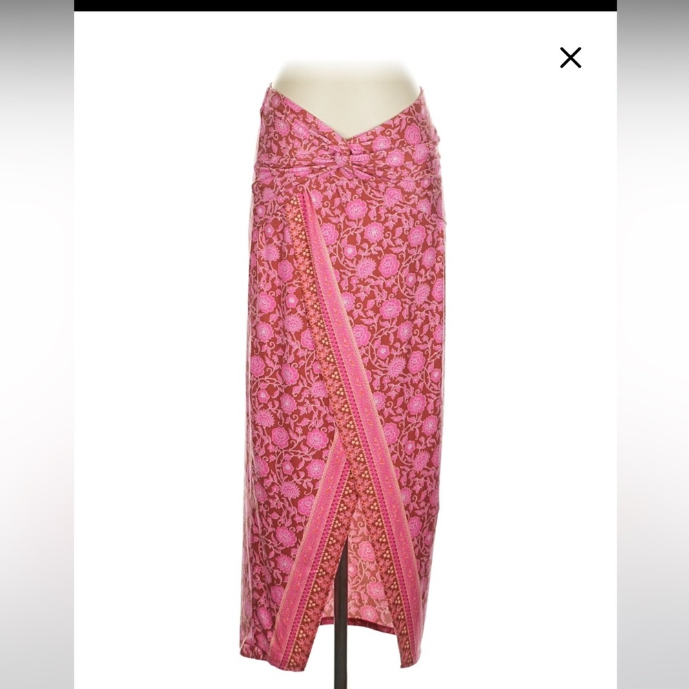 Free People Sarong It Feels Right Skirt medium Pink block print